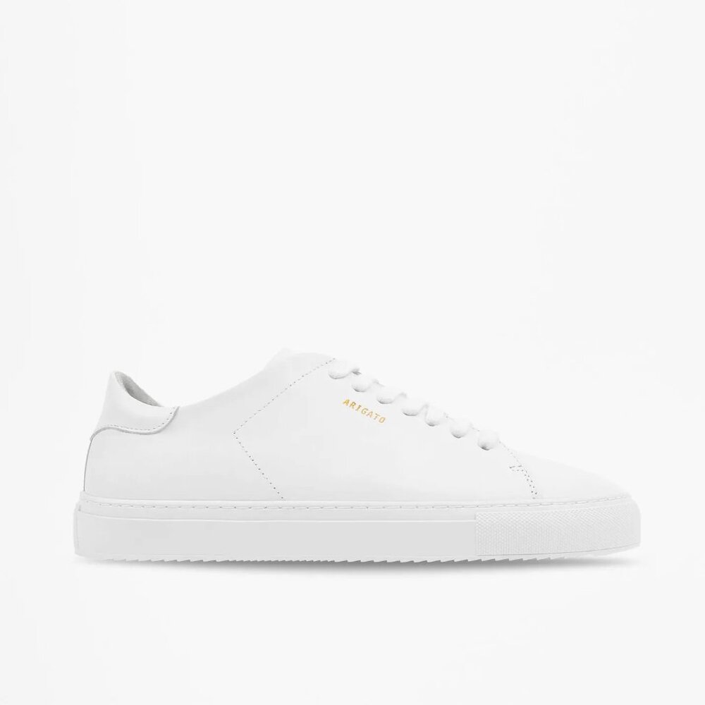 Axel Arigato White Leather Low-Top Sneakers with Gold Accent brand new no tags